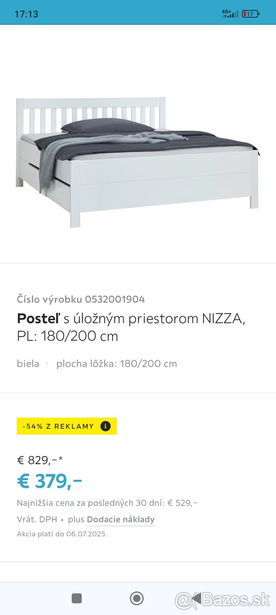 Posteľ manželská s úložným priestorom