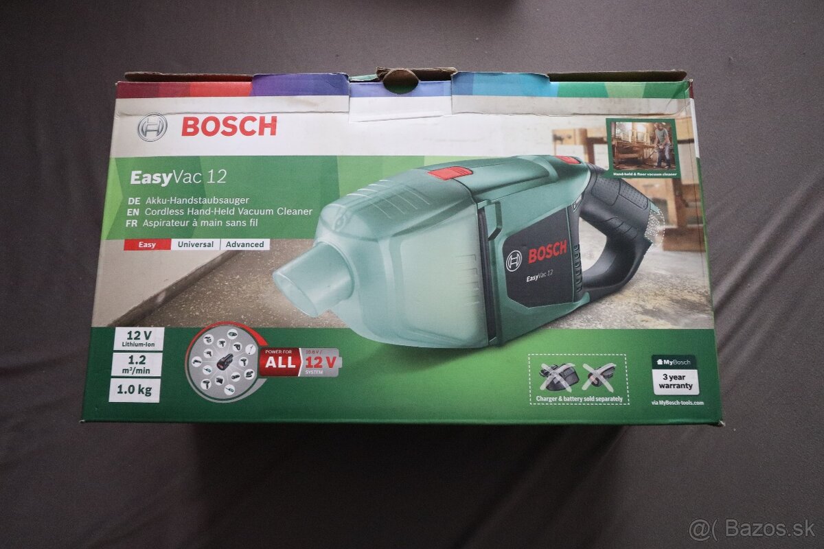 Bosh aku vysavač EasyVac 12 nové záruka+baterie 2Ah