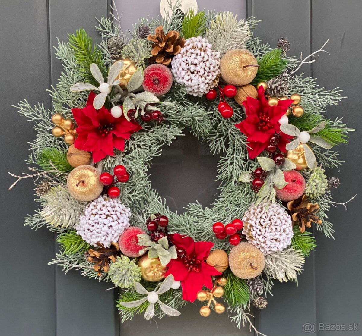 Vianočný veniec L 38cm na dvere dekoracia Vennček