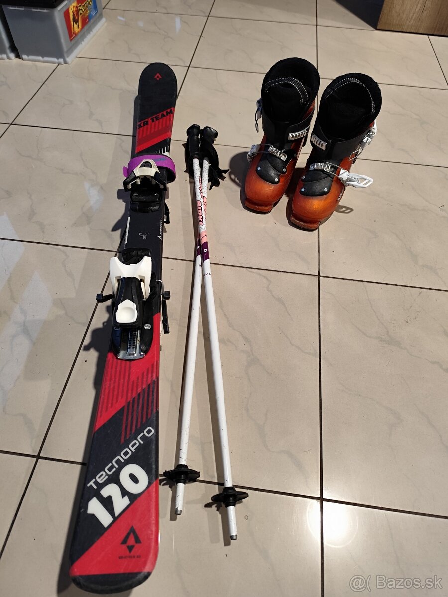 Lyže, lyžiarky,palice. 2x set