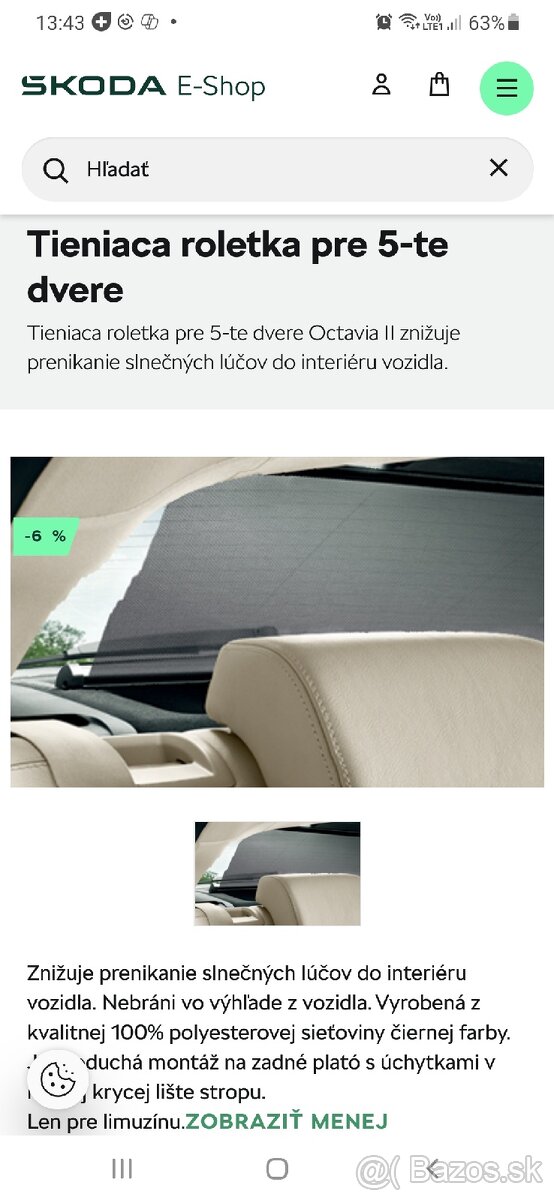 Original nova zabalena protislnecna roleta Octavia 2