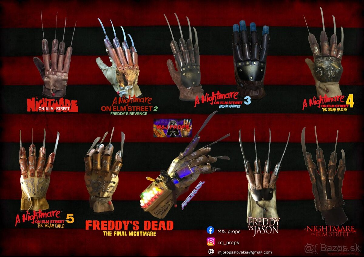 Freddy Krueger nočná mora z elm street rukavica