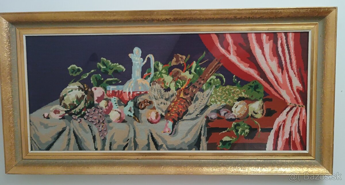 Veľký ručne vyšívaný obraz Gobelin – hostina