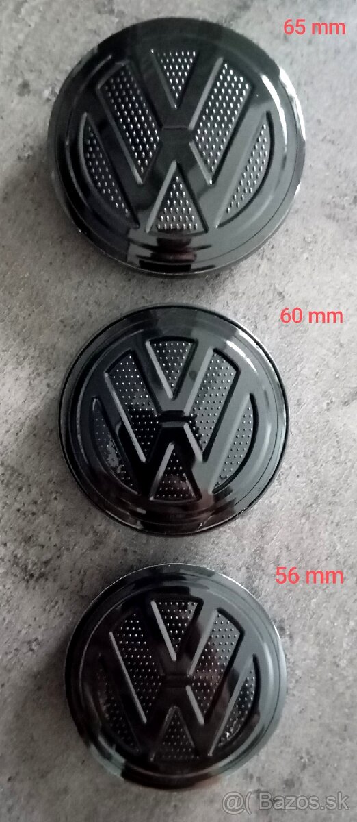 Volkswagen 56, 60, 65 mm stredové krytky čierne