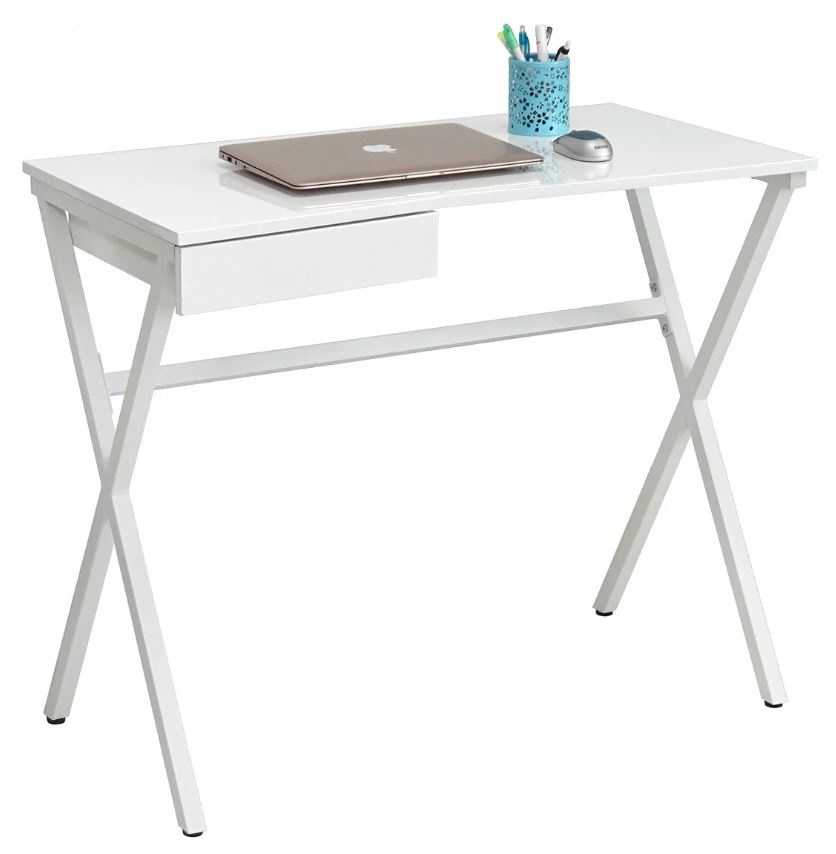 Písací stôl biely, lesklý
