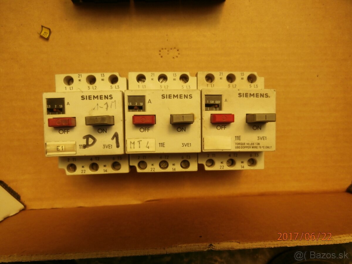 Ochrany motorov. 0,63-1A,1,6-2,5A.