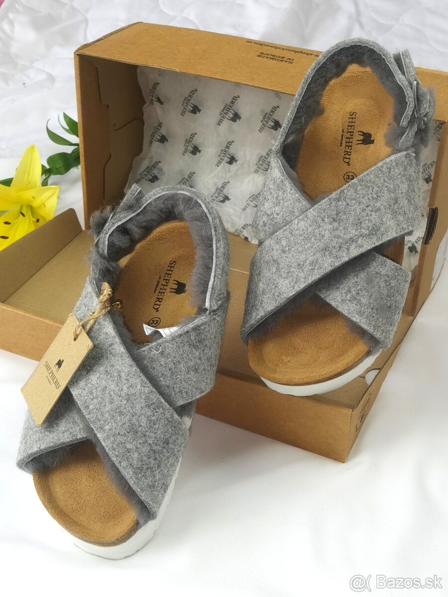 SHEPHERD - Nové luxusné papučky s ovčou vlnou veľkosť 32