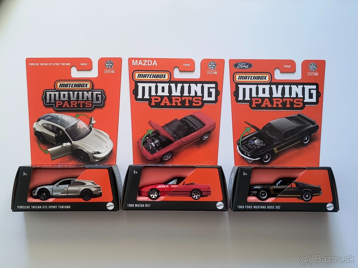 Matchbox Moving Parts - Porsche Taycan, Mazda, Ford Mustang