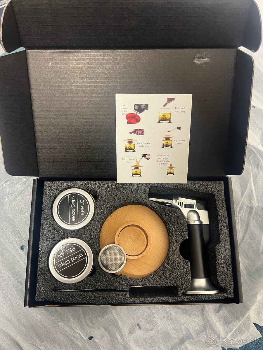 Kompletný set pre fajčené koktaily – horák + drevené štiepky