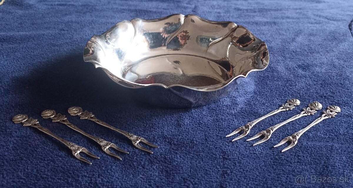 Investičné Striebro–miska+vidličky na olivy–Nemecko-162,4g