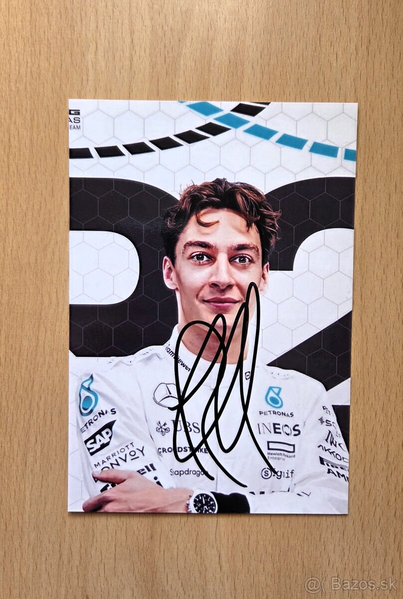 George Russell Mercedes F1 originální autogram