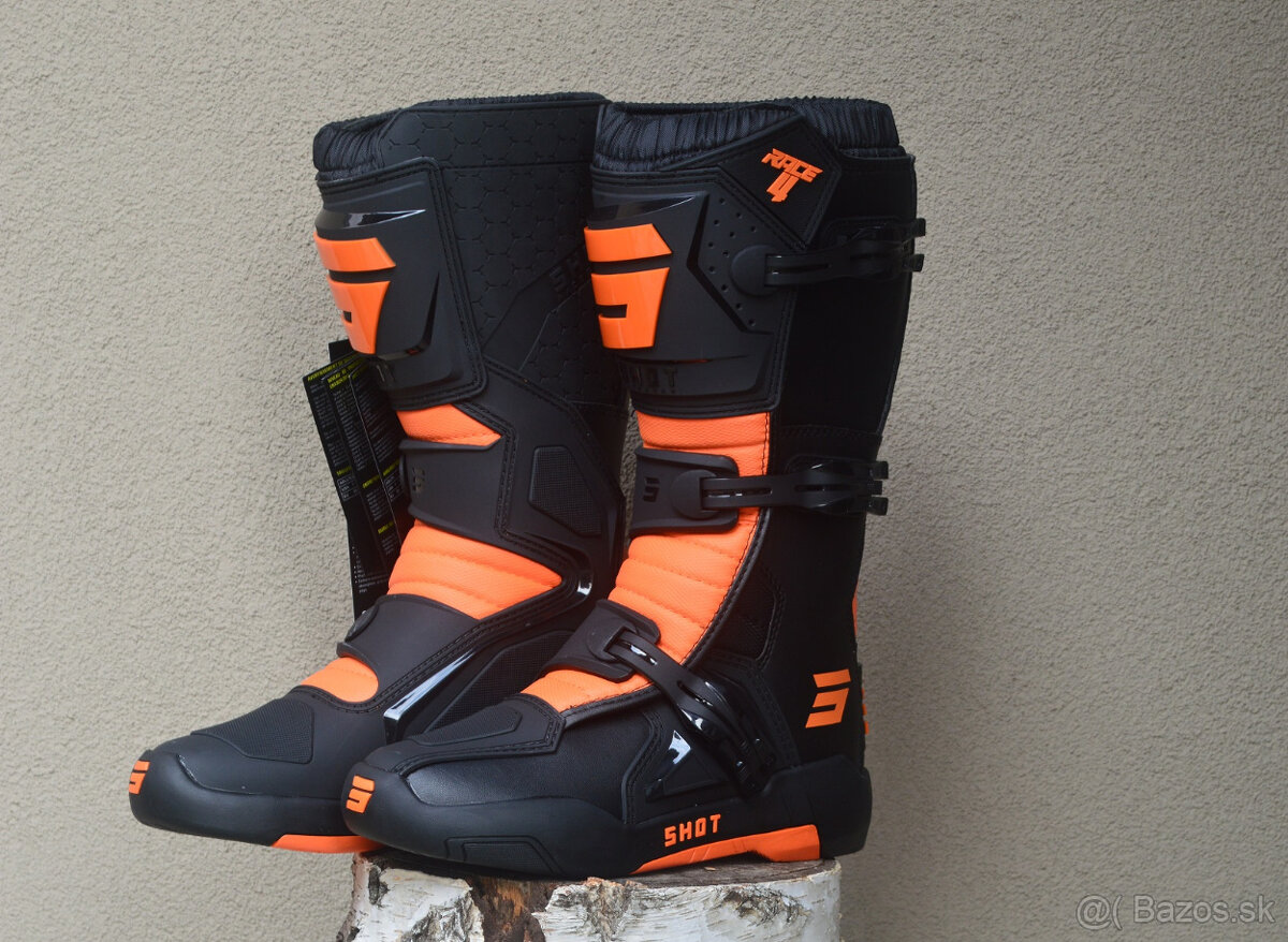 boty topánky MX čižmy čierno oranžové shot