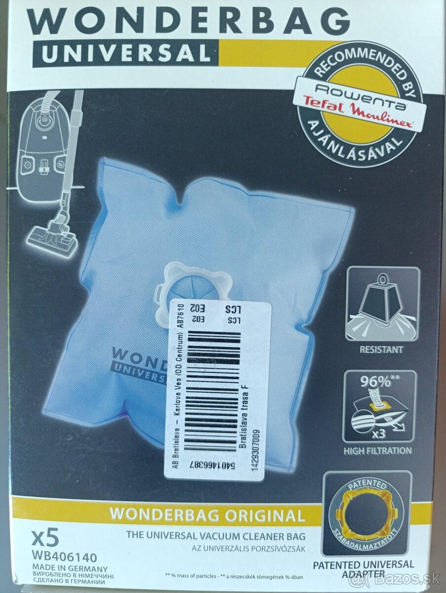 12ks sáčky do vysavača Rowenta Wonderbag Universal WB406140