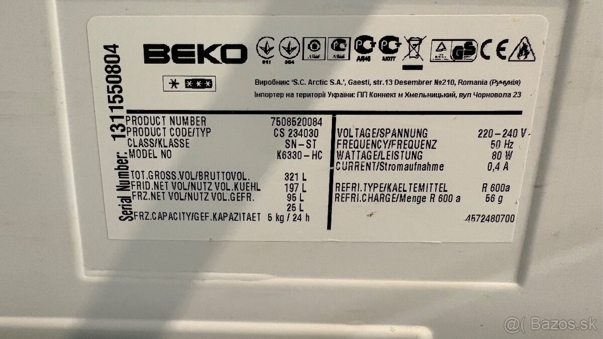 Chladnička s mrazničkou BEKO