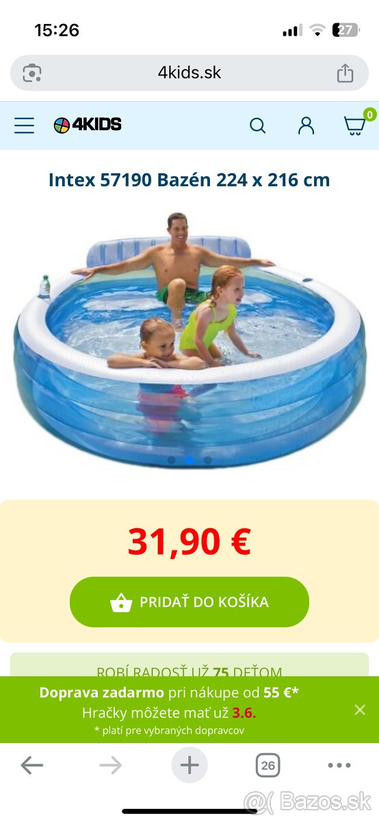 Nafukovací bázén so solárnou plachtou