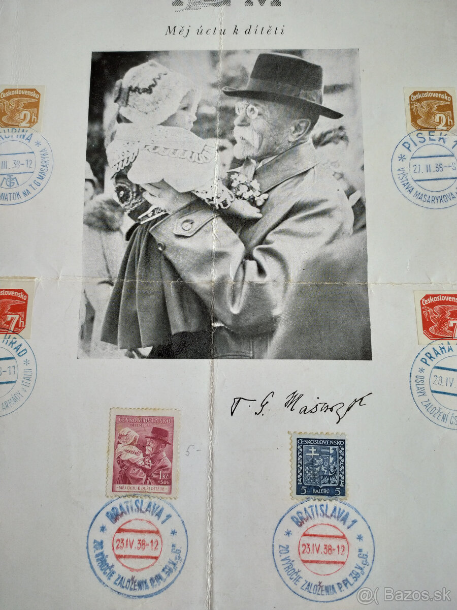 TGM -T.G.Masaryk pamätný list