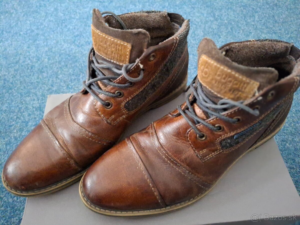 kkvalitne jesenne kozene topanky BUGATTI vintage look gant