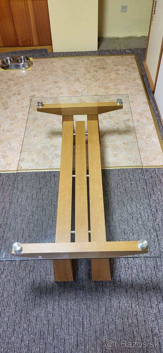 Konferenčný Stôl do obývačky- masív+sklo