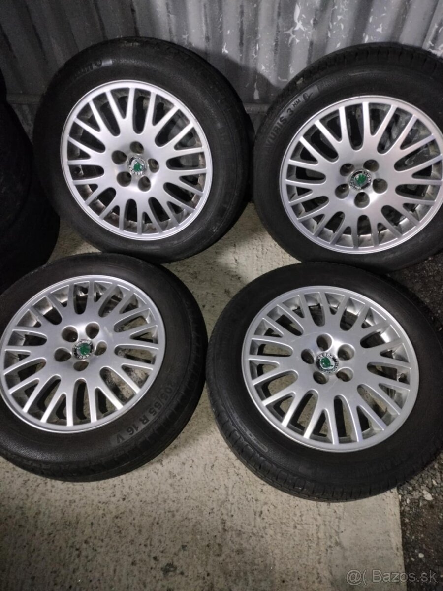 4ks alu disky orig. Škoda 5x100 r16 pneu 205/55 r16 6mm