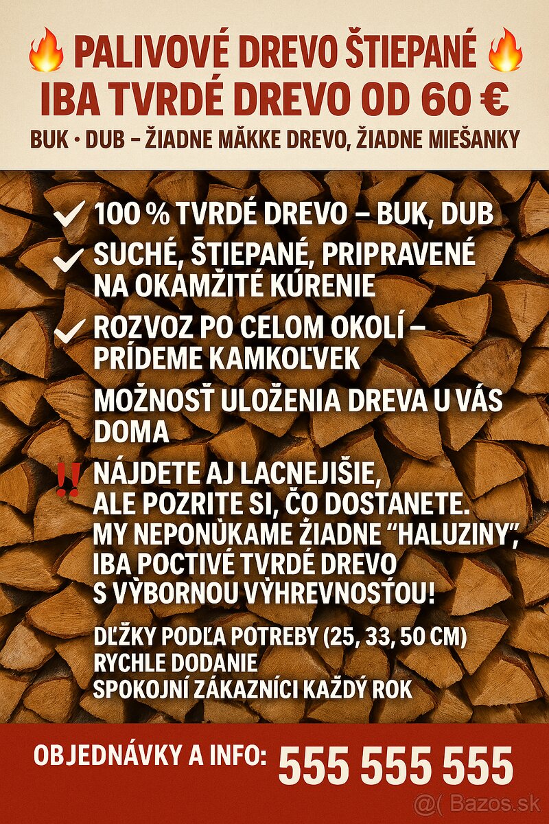 Štiepane palivove drevo Nadlice