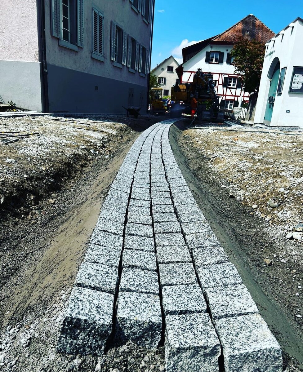 Pokládka zamkovej dlažby, terasovej dlažby