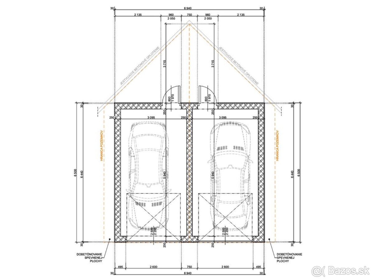 Stavebný pozemok určený na výstavbu dvoch garáží