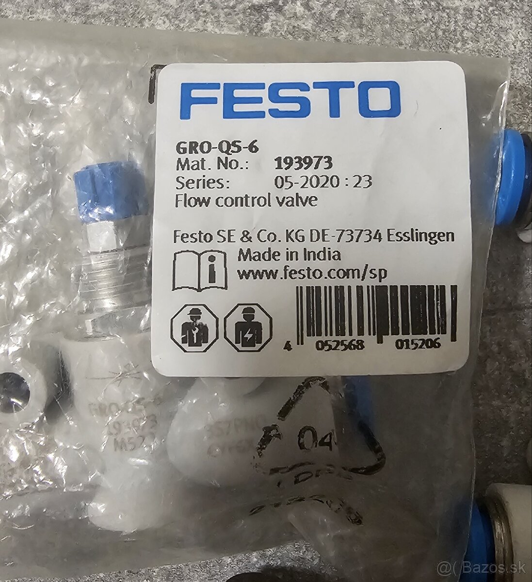 Festo škrtiaci spätný ventil GR-QS-6