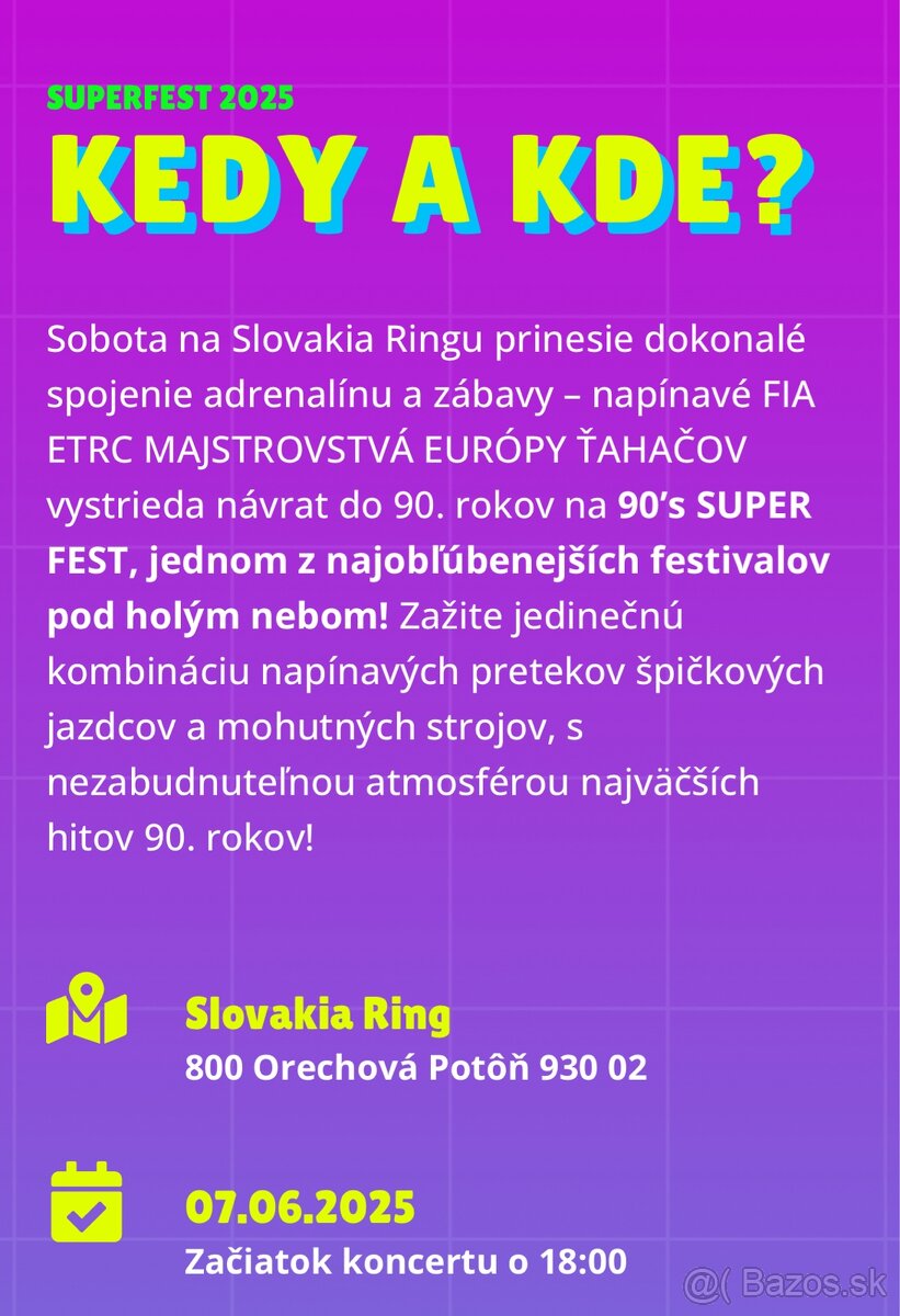 4x Super Fest 90’ vip gold listok na predaj za super cenu