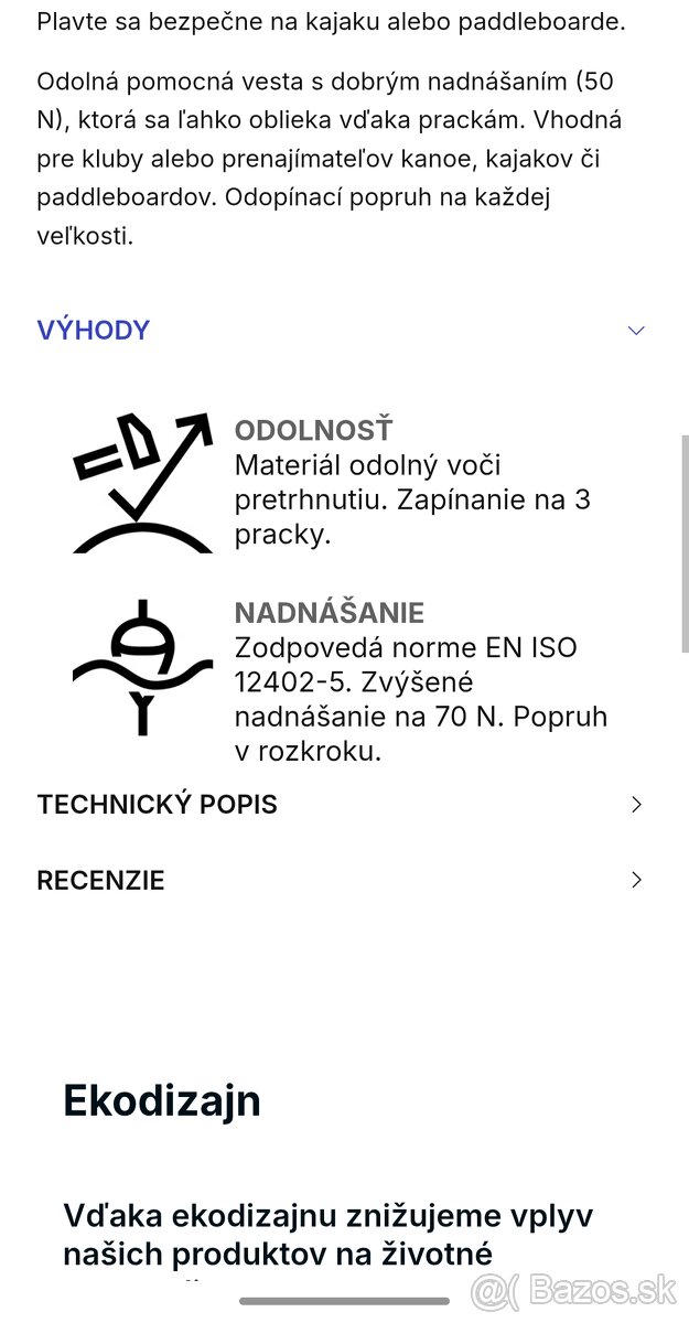 Pomocná plávacia vesta