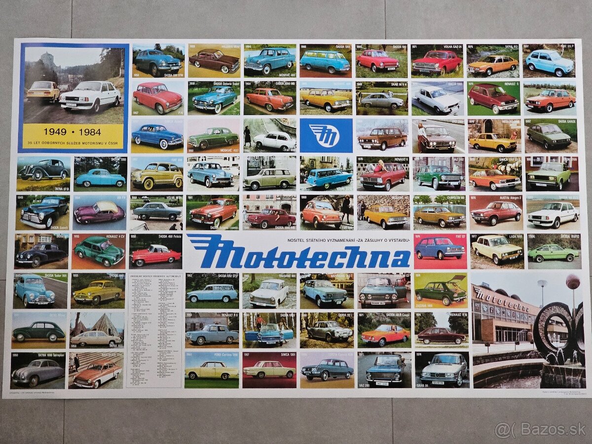 plakát mototechna motokov Volha škoda fiat tatra trabant VAZ