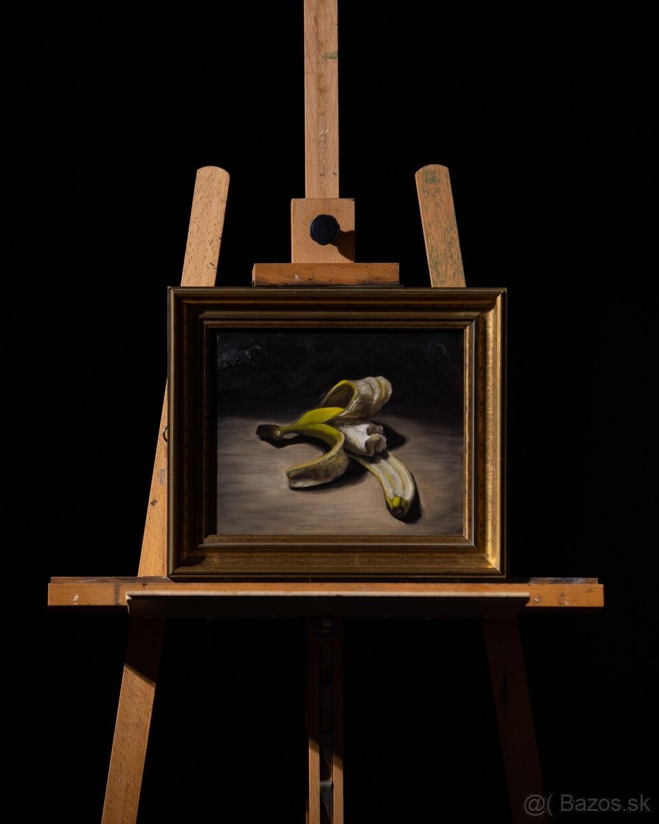 Zátišie s banánom - tradičná olejomaľba