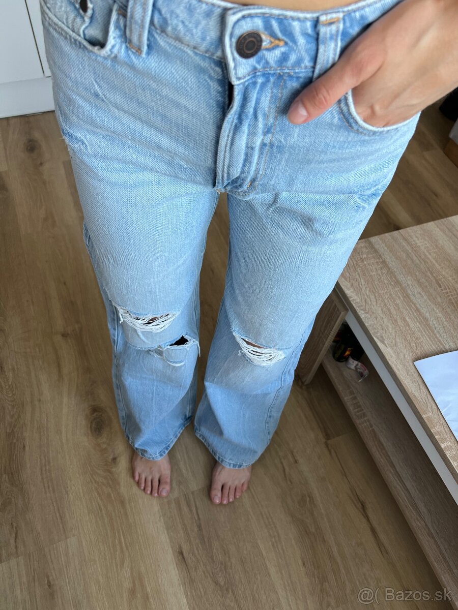Modré baggy džínsy