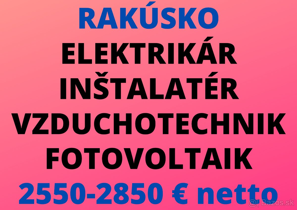 RAKÚSKO: ELEKTRIKÁR - INŠTALATÉR - VZDUCHOTECHNIK - VOLTAIK