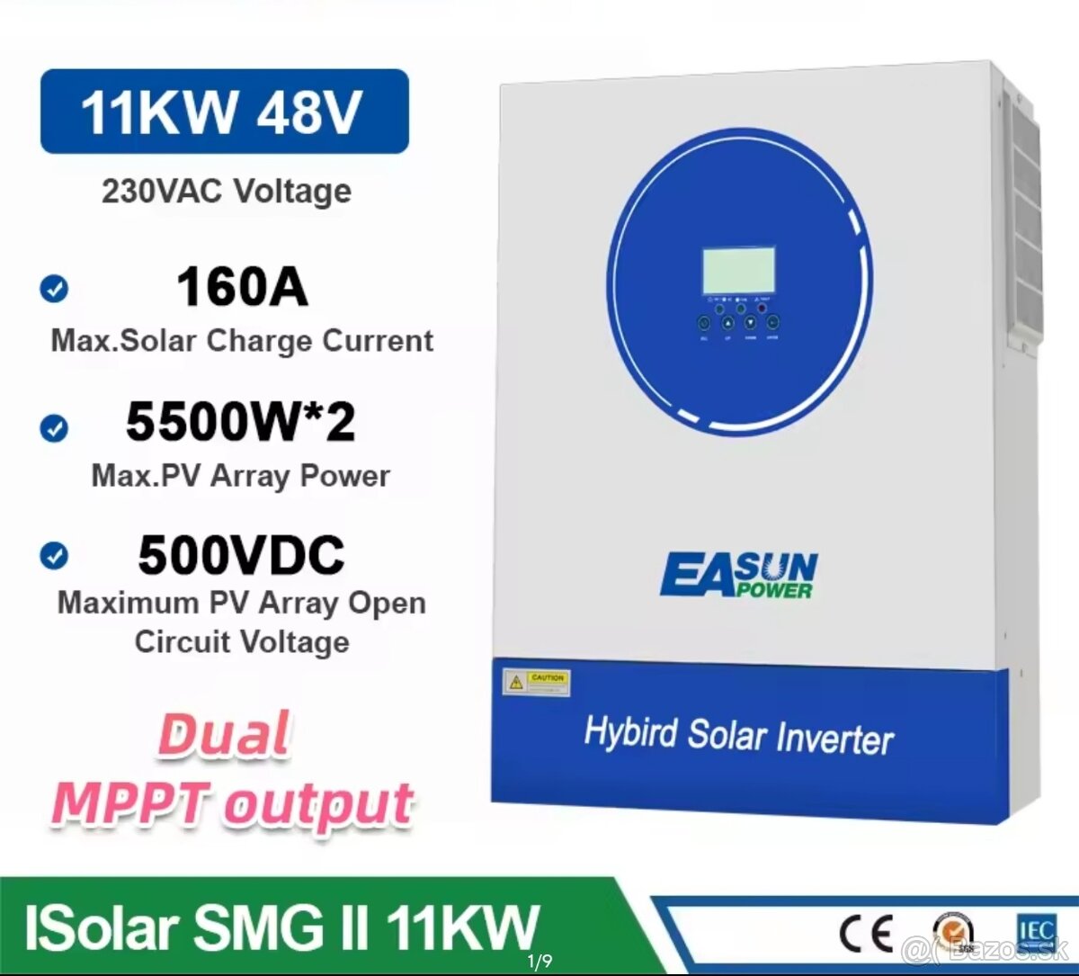 Predám nový hybridný solárny invertor 11000w 48v +Wifi modul