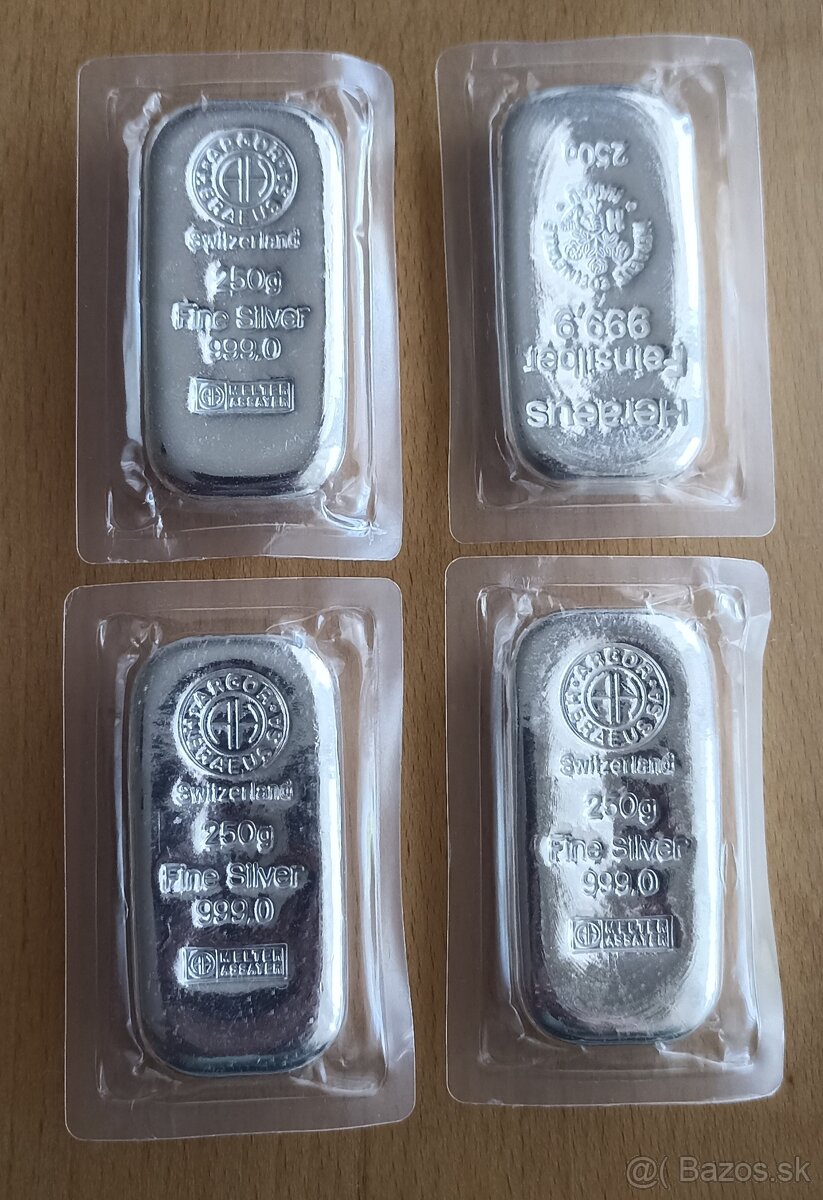 250 g strieborná tehlička Argon Heraeus