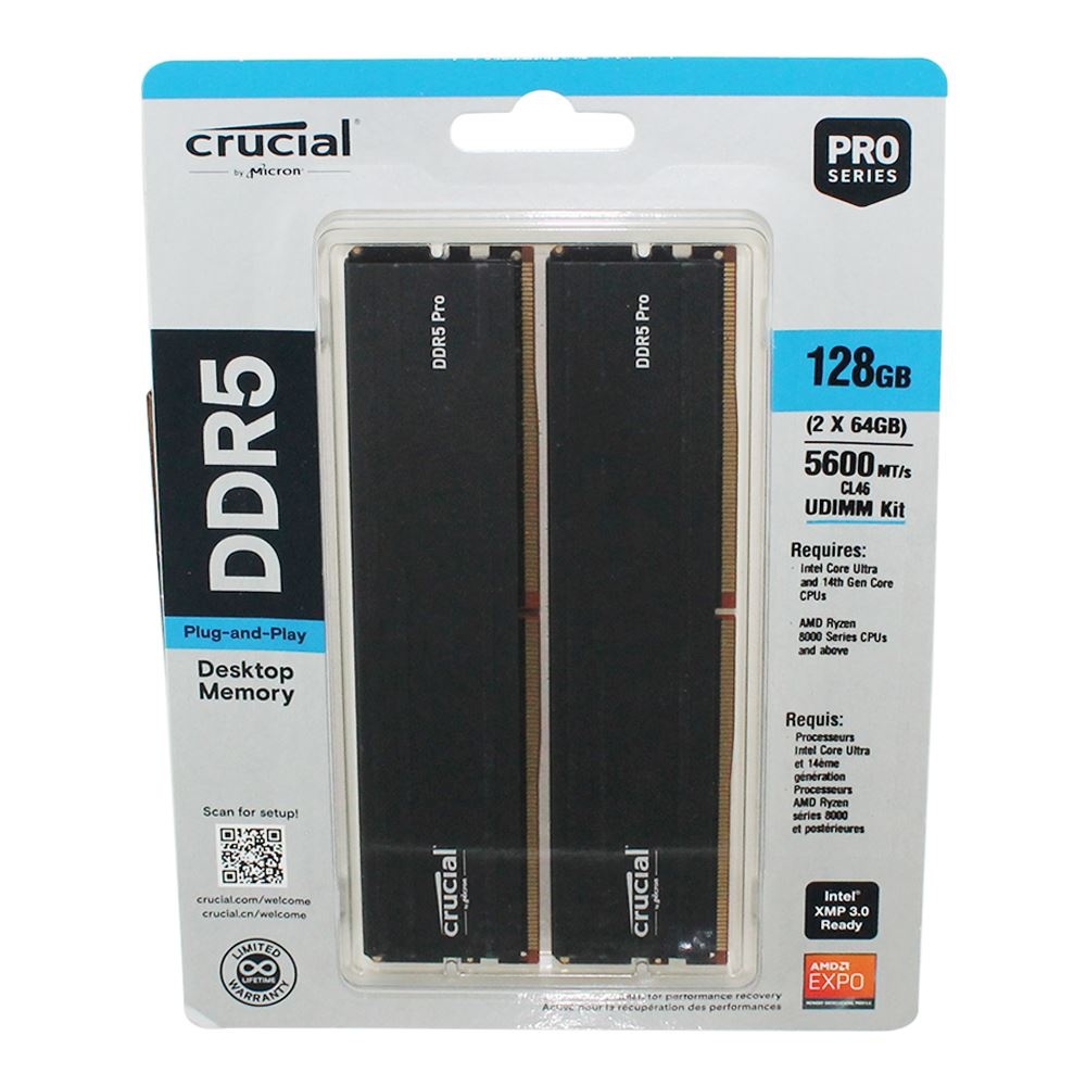 Nový kit DDR5 128 GB DDR5 Crucial Pro (2×64 GB) 5600 MHz