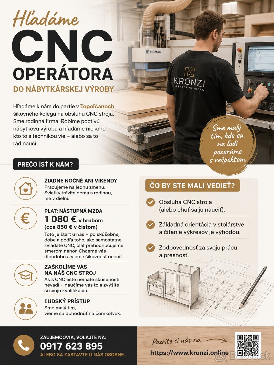 CNC operátor do nábytkárskej výroby