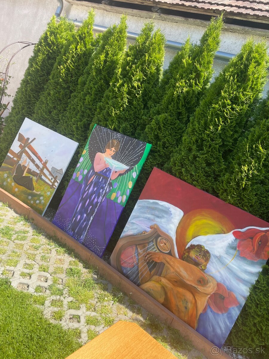 Maľované veľké obrazy na plátne ,cena za kus 30€