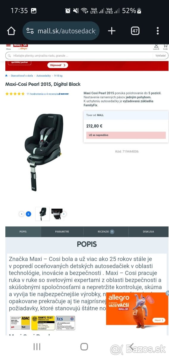 Maxi cosi 9-18kg