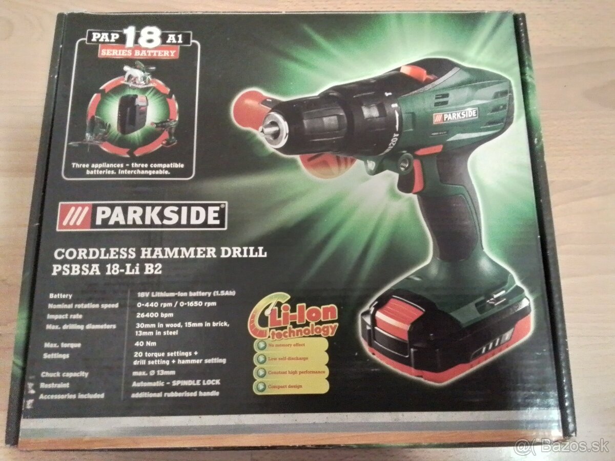 Parkside akú vŕtačka