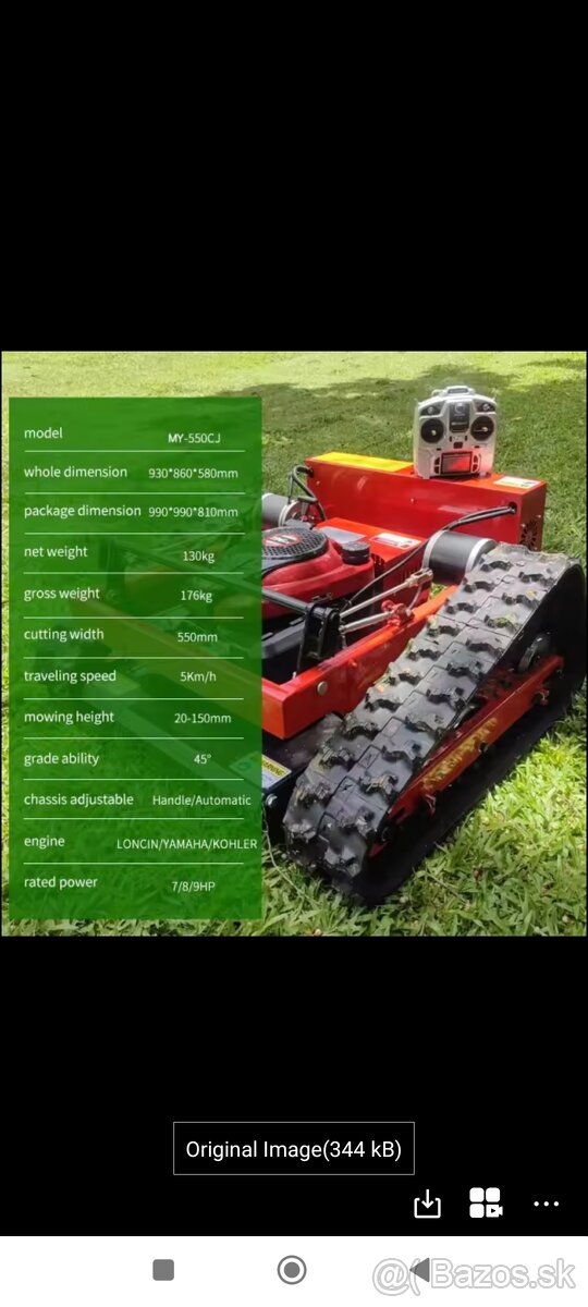 Motorová kosačka na diaľkové ovládanie