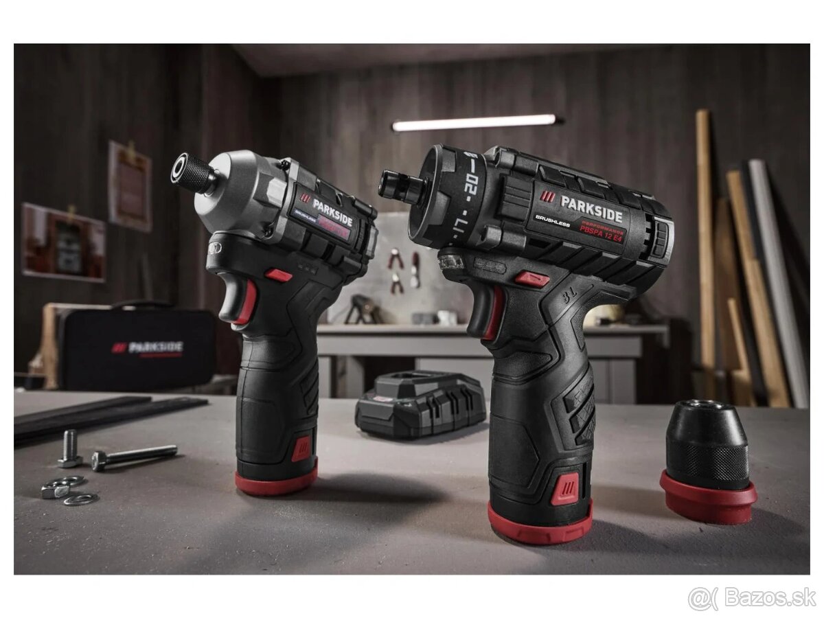 Nová sada 12V skrutkovač + uťahovák + 2 batérie + nabíjačka