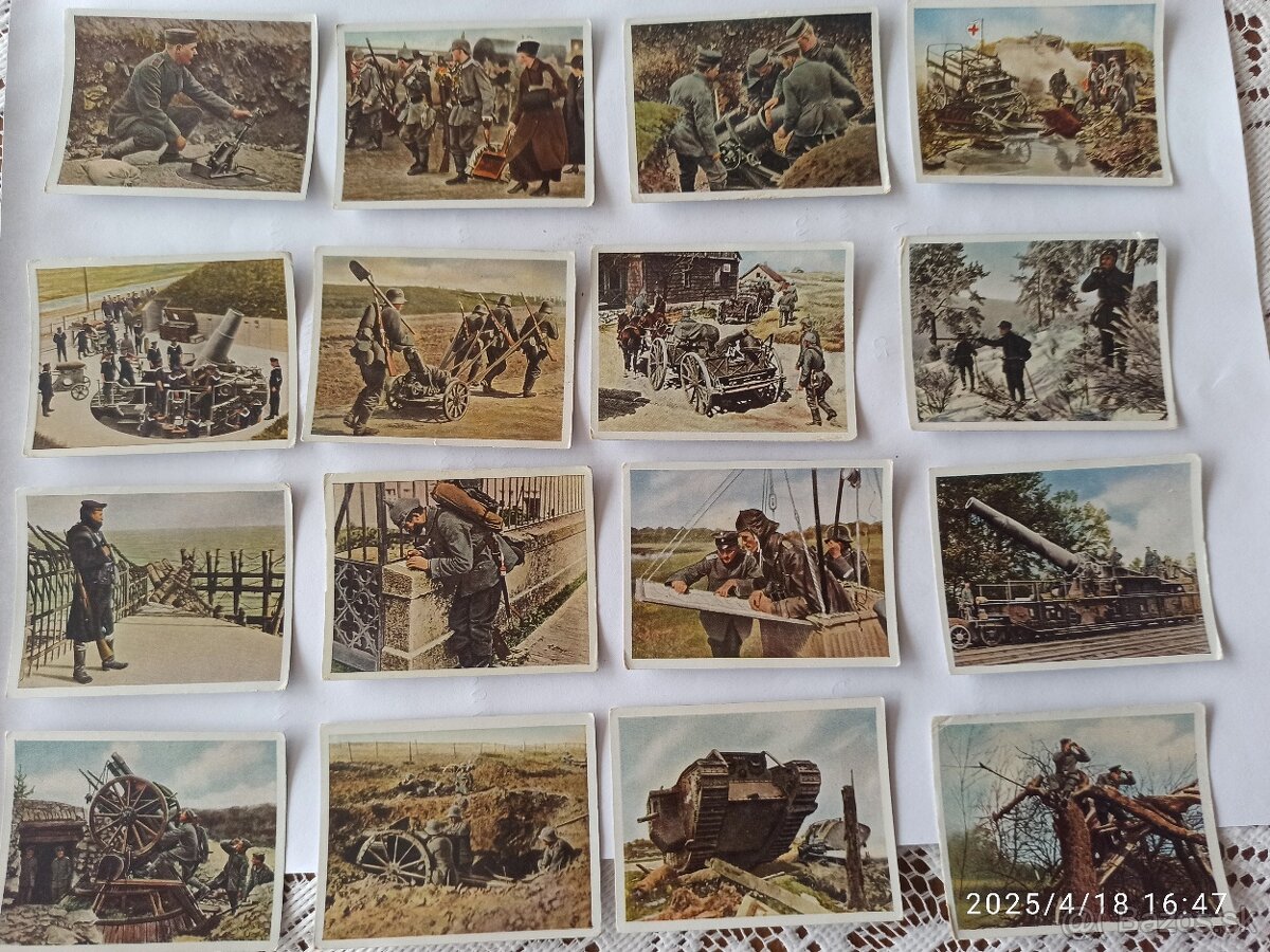 Cigaretové kartičky z 1 sv.v.(originál) plus minca