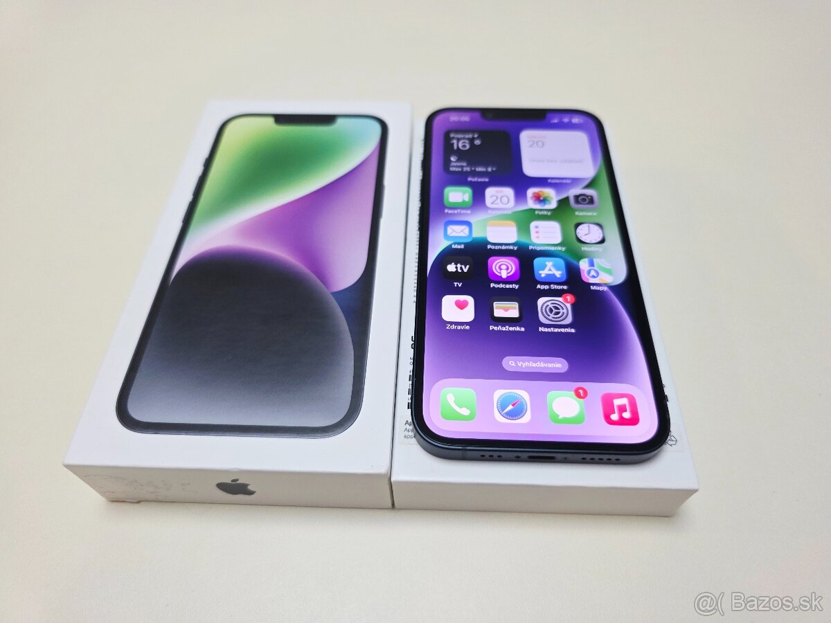 Apple iPhone 14 128gb MIDNIGHT,ZÁRUKA,BATERKA 100%