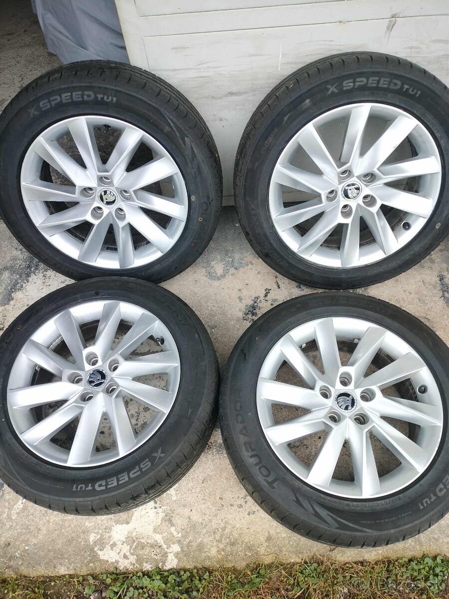 ☀️7mm alu disky orig. Škoda 5x112 R17 pneu nove 215/55 r17