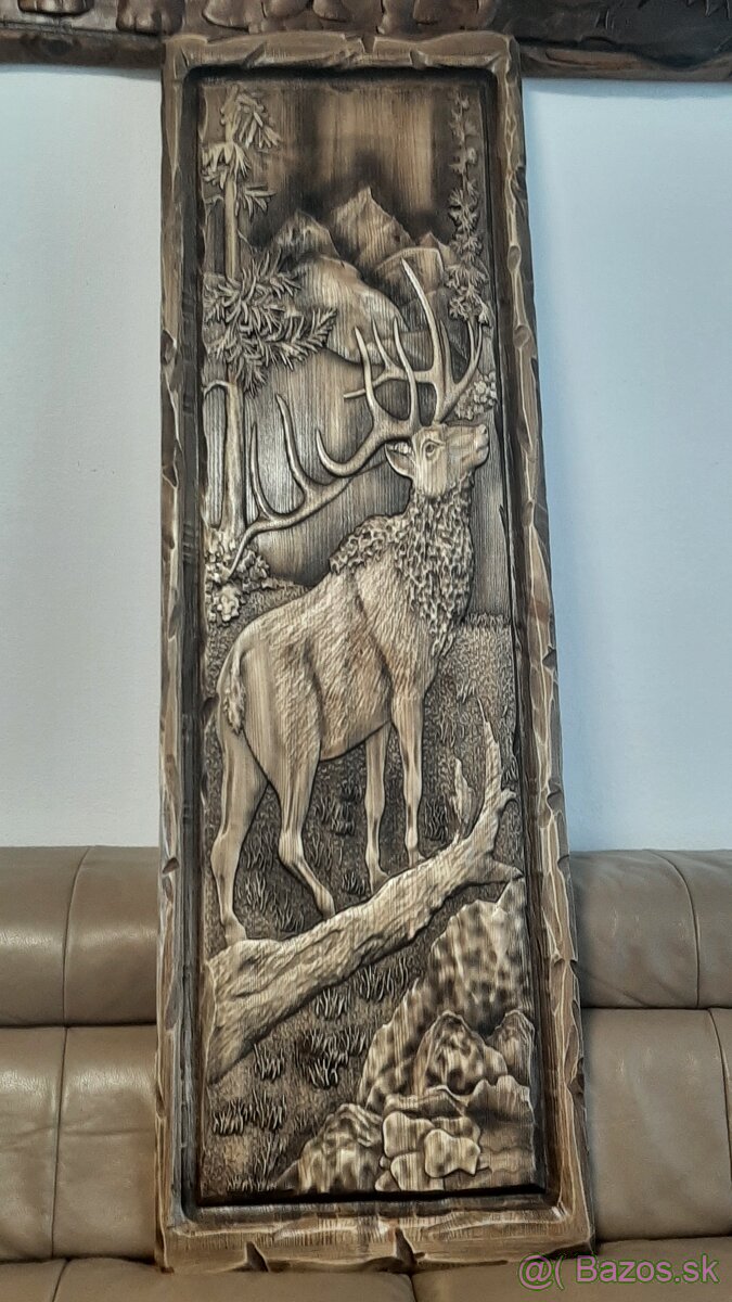 Drevený obraz130×40cm Poľovnicke motivy m