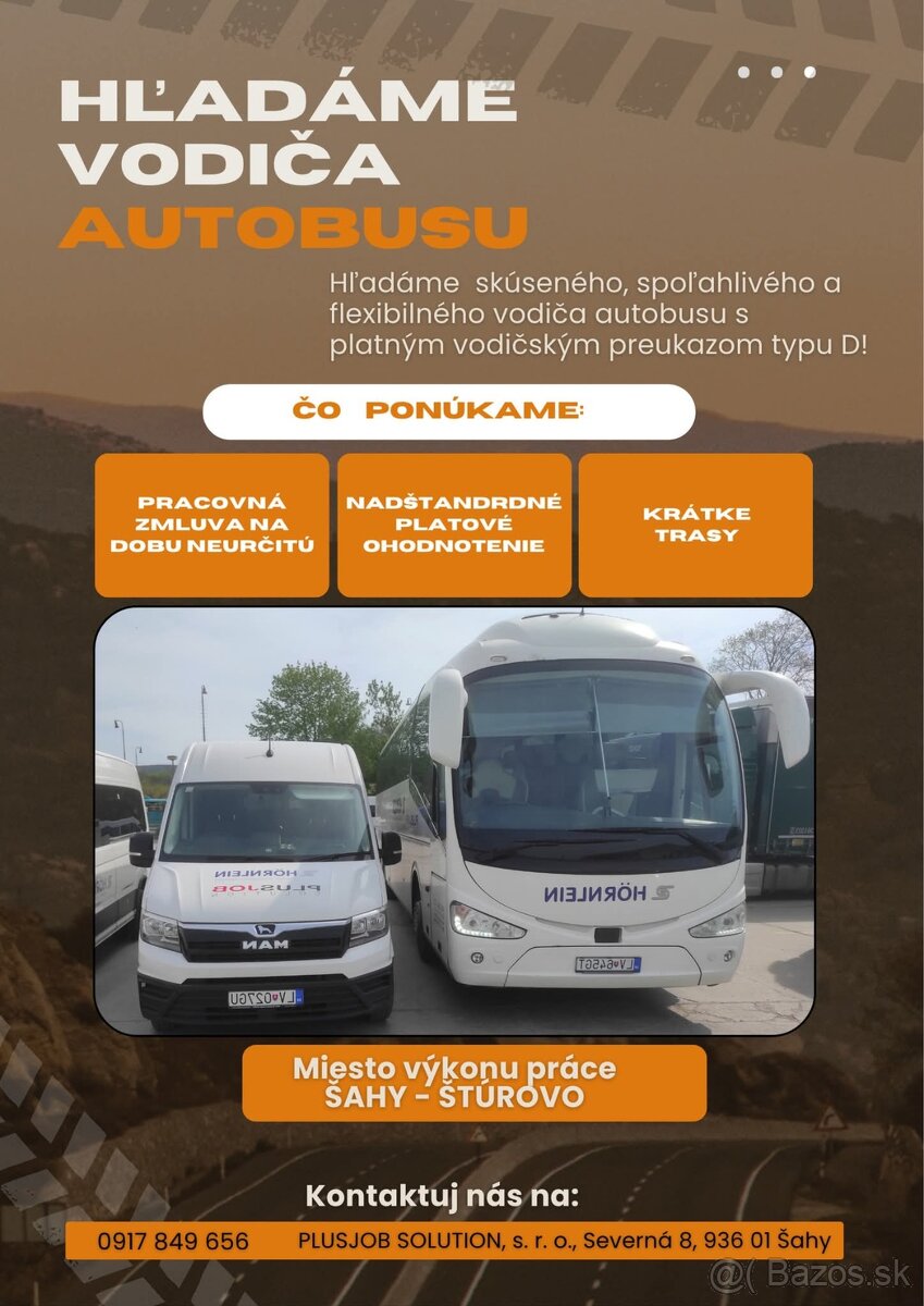 Hľadáme vodiča autobusu