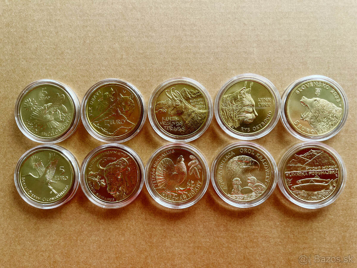 PREDAJ - kolekcia 10 x 5 EURO zo série Fauna a flóra