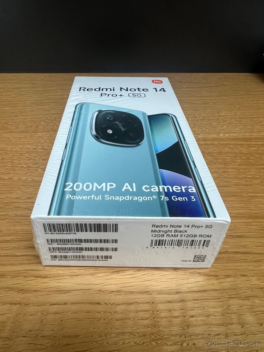 Predám XIAOMI REDMI NOTE 14 PRO PLUS 5G, 512GB, NEROZBALENY
