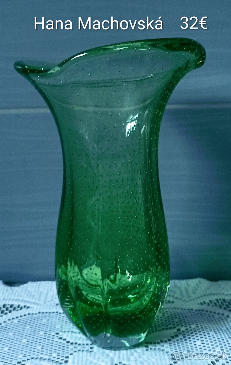 Hutné sklo - váza, misa , popolník